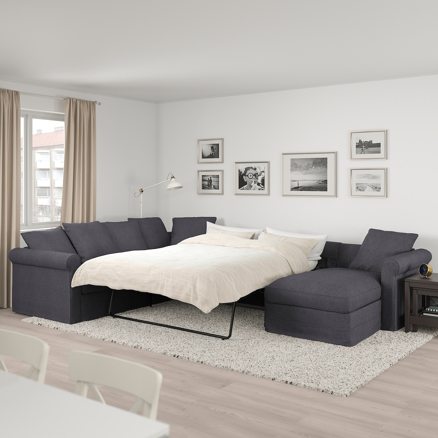 GRÖNLID Crnr sofa-bed, 5-seat w chaise lng