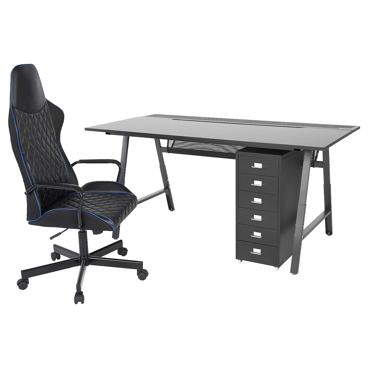 UTESPELARE / HELMER Desk, chair and drawer unit