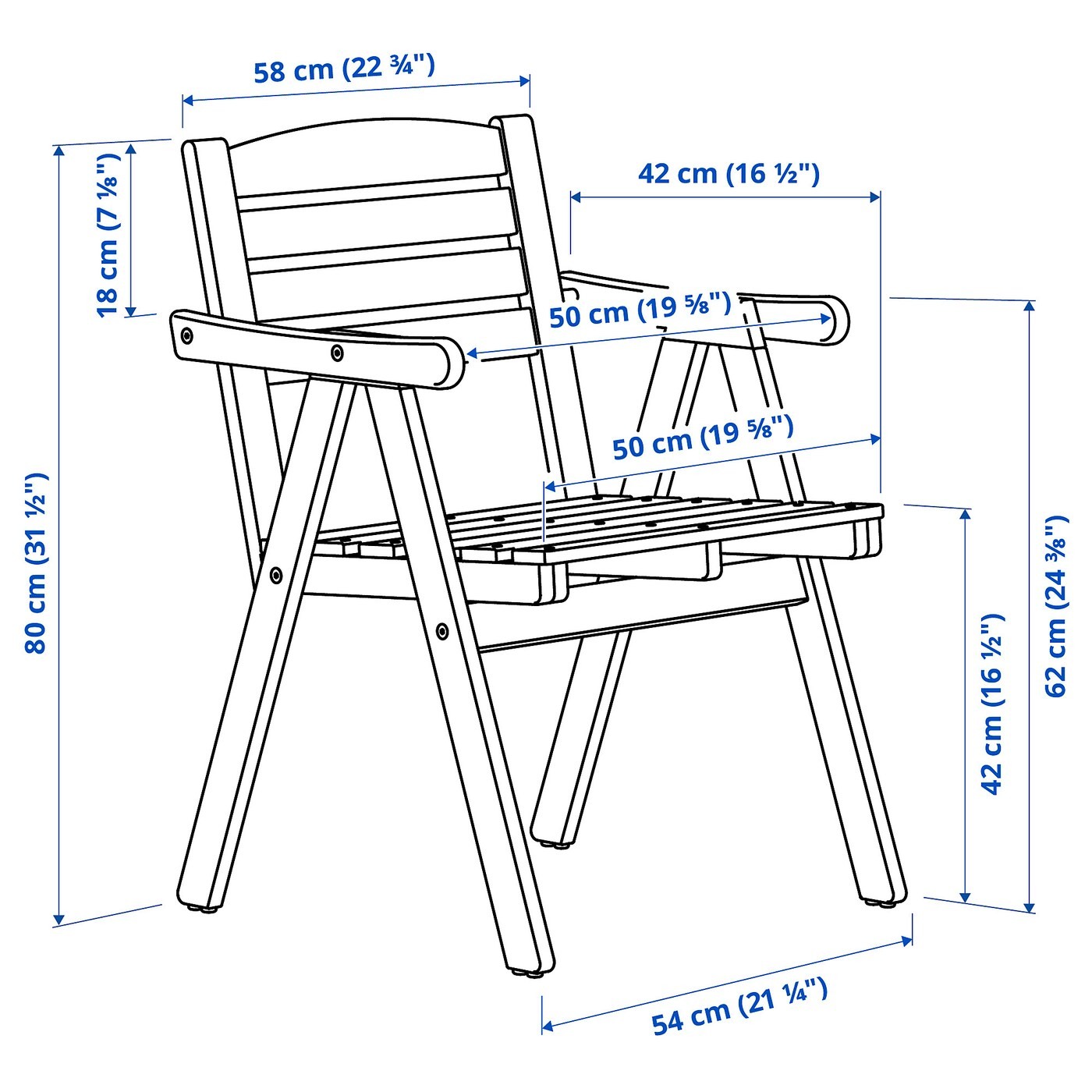 FALHOLMEN Chair with armrests, outdoor