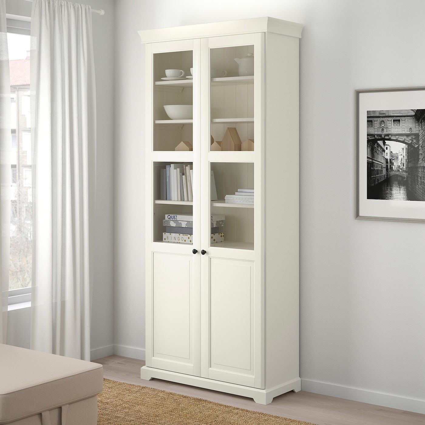 LIATORP Bookcase with glass-doors