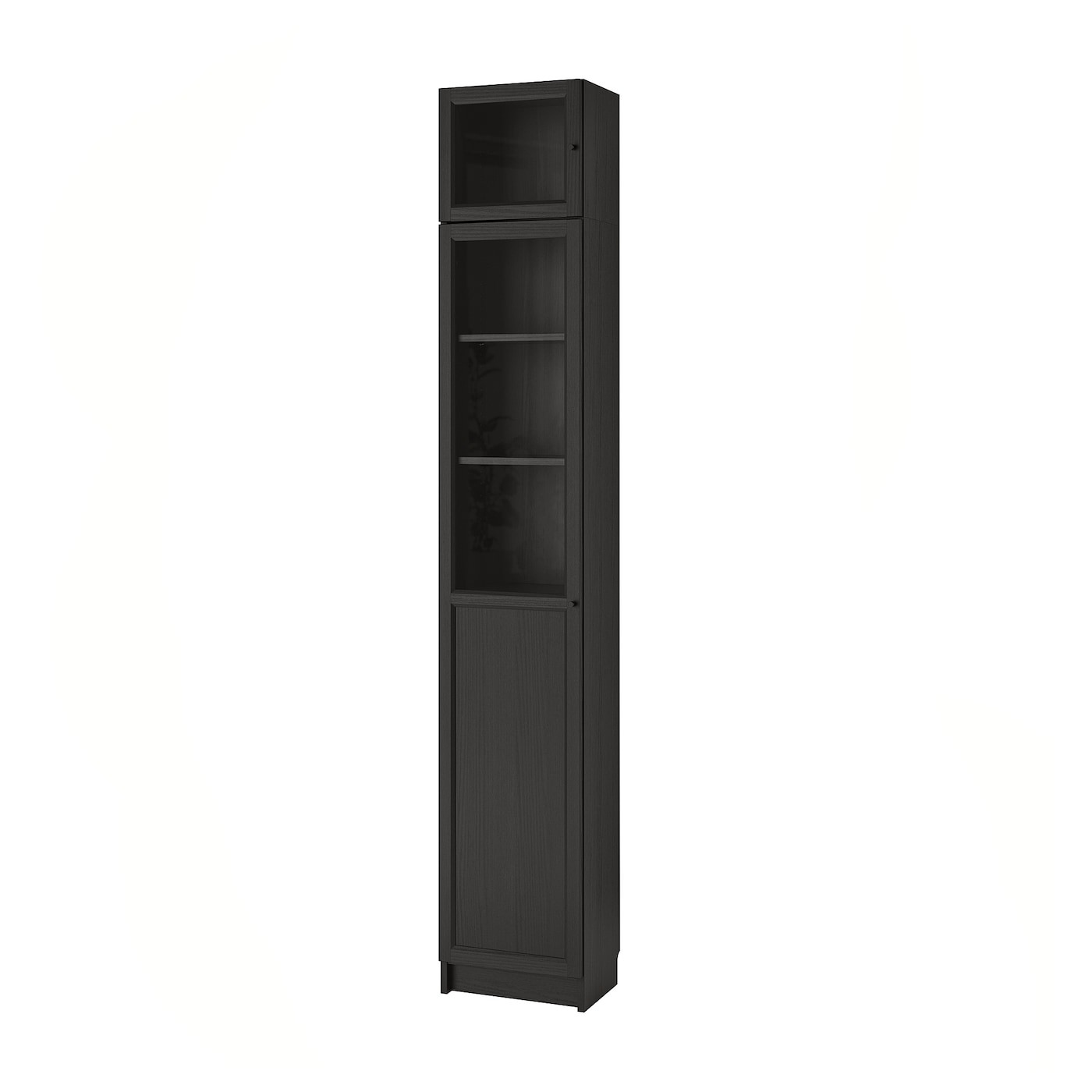 BILLY / OXBERG Bookcase w hght ext ut/pnl/glss drs