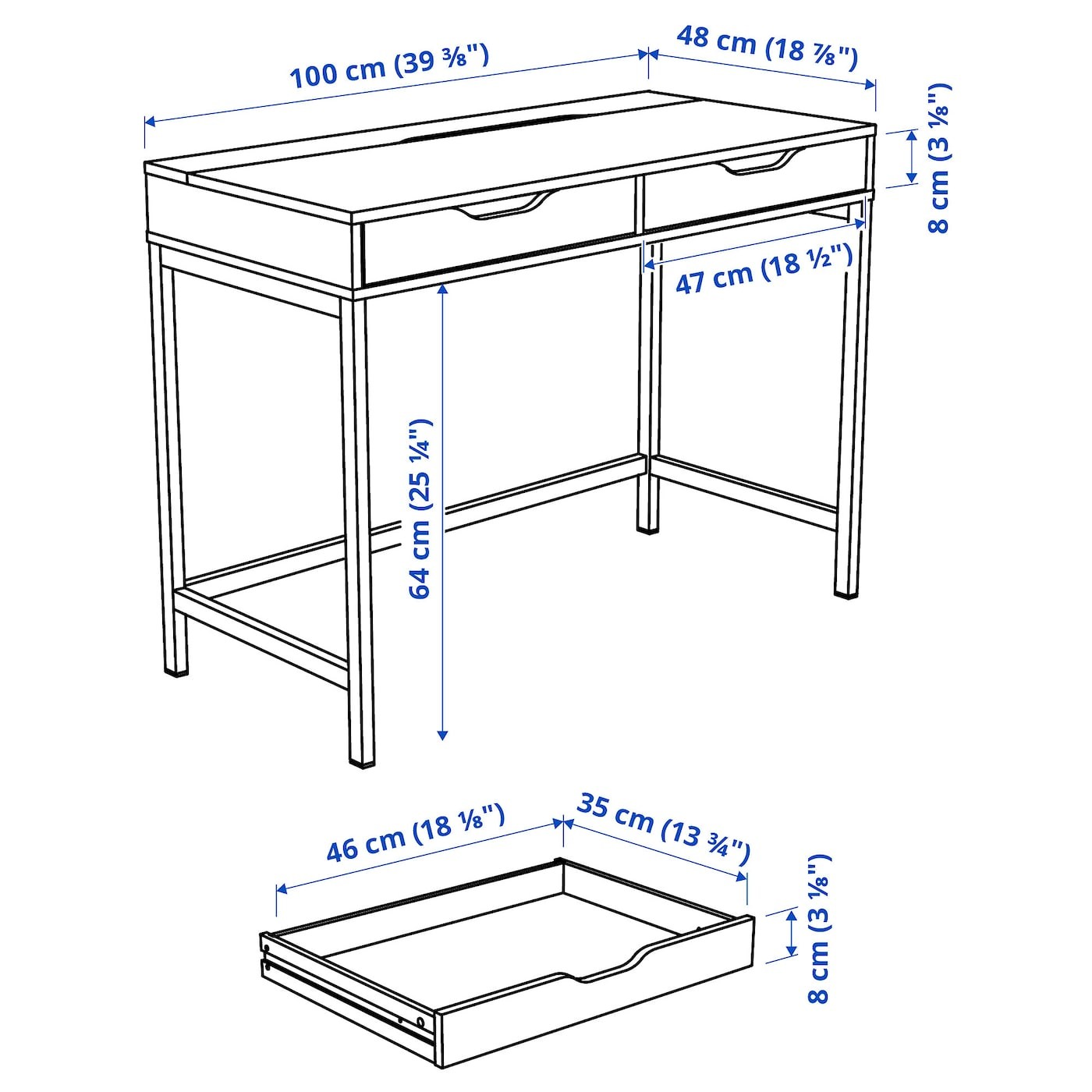 ALEX/LÅNGFJÄLL / KALLAX Desk and storage combination