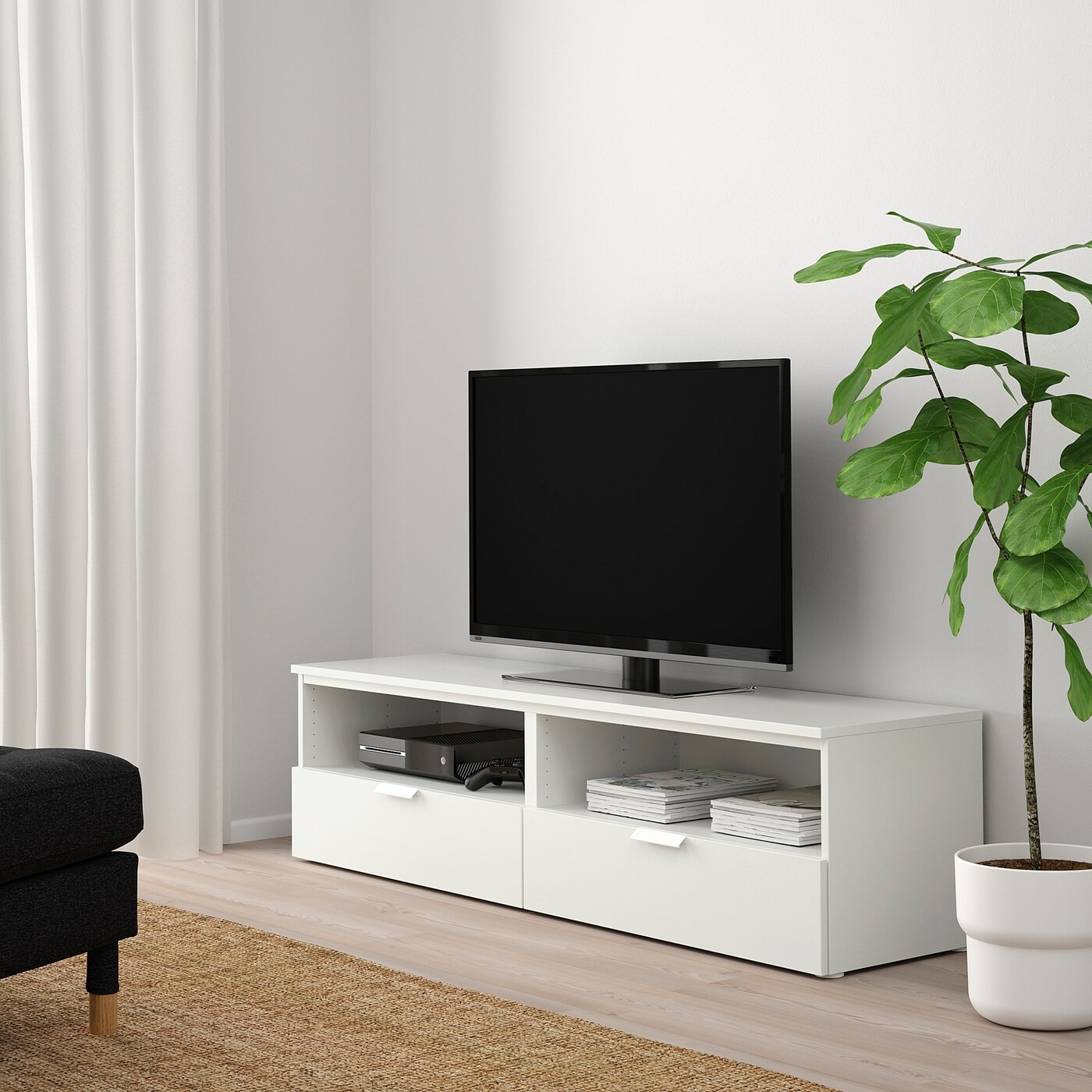 PLATSA TV bench with drawers