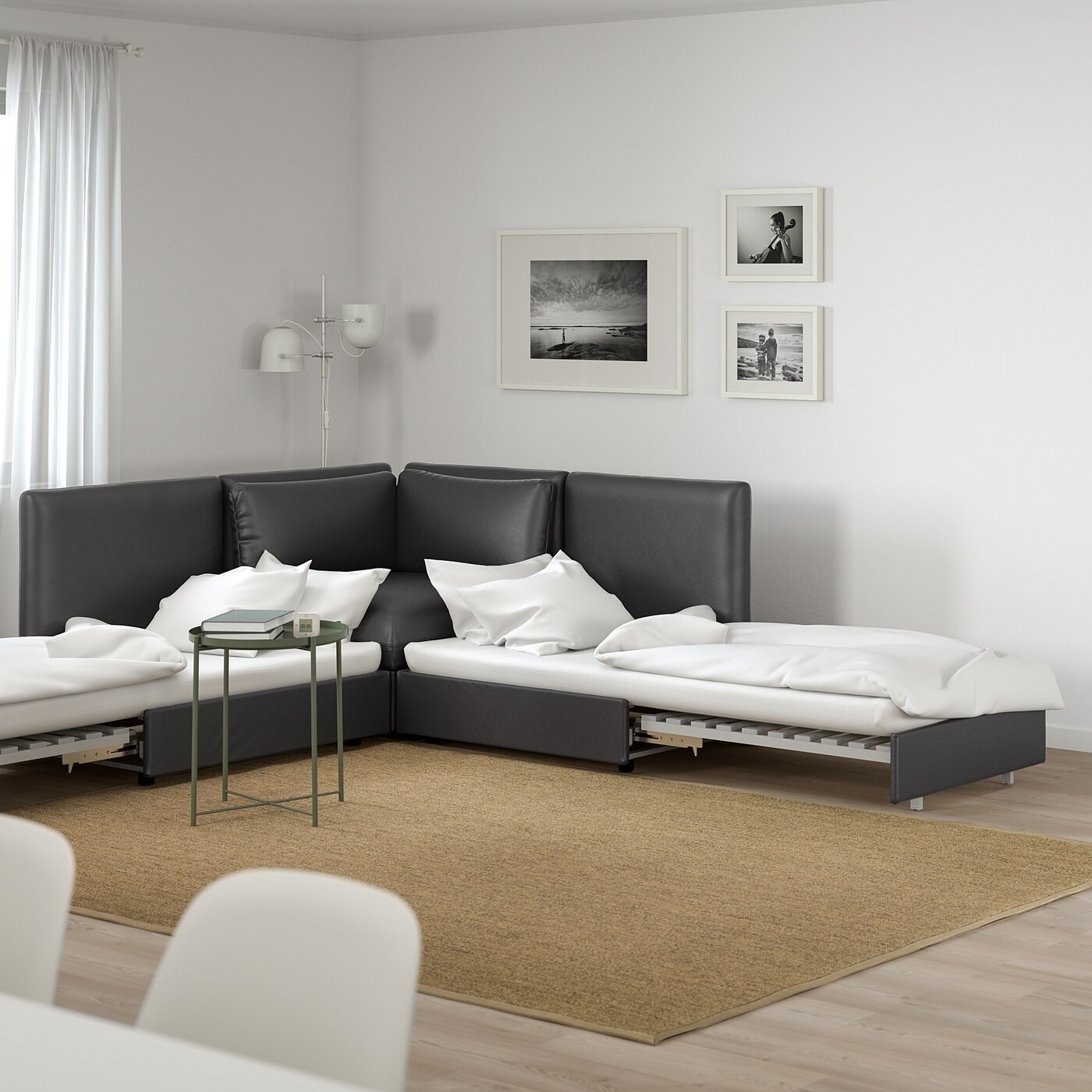 VALLENTUNA Modular crnr sofa 3-seat+2 sofa-bed