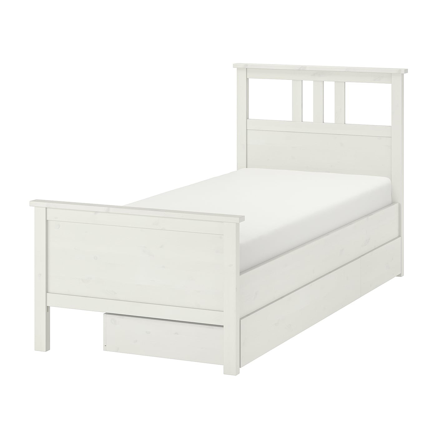 HEMNES هيكل سرير+2 صناديق تخزين