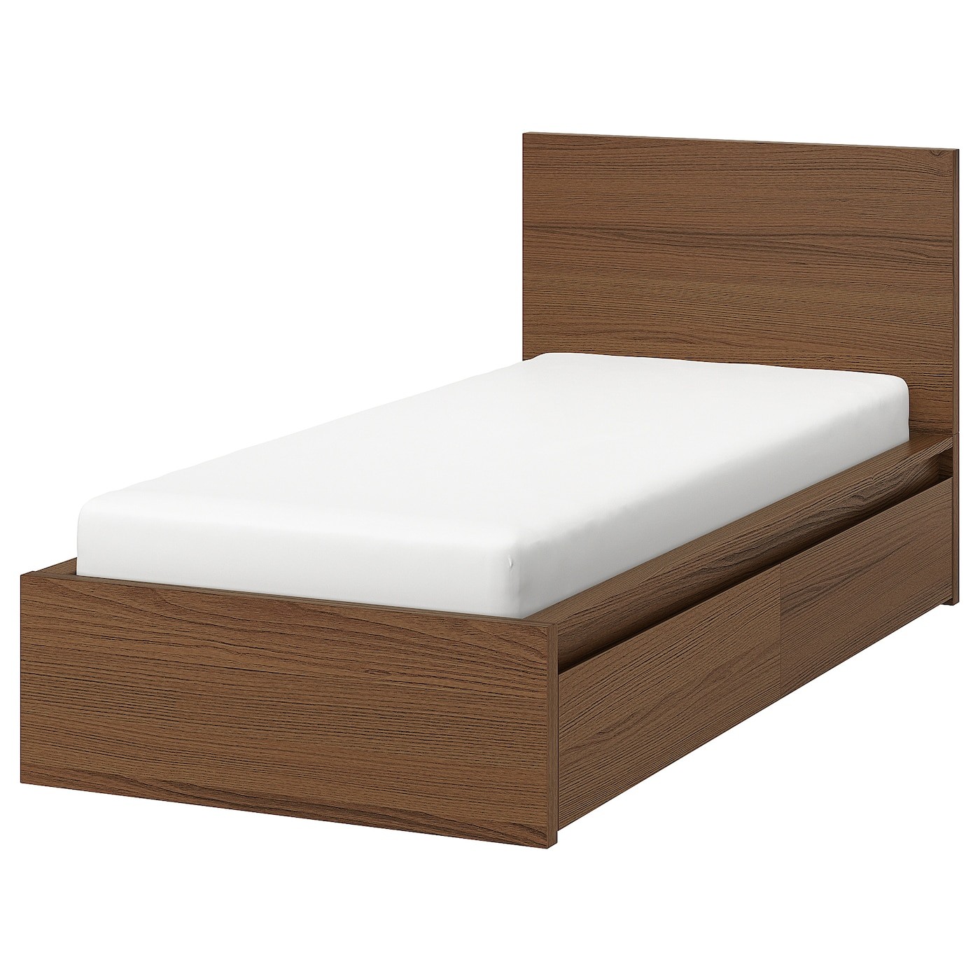 MALM Bed frame, high, w 2 storage boxes