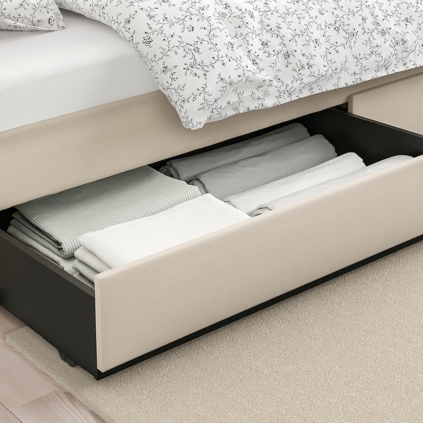 HAUGA Upholstered bed storage box