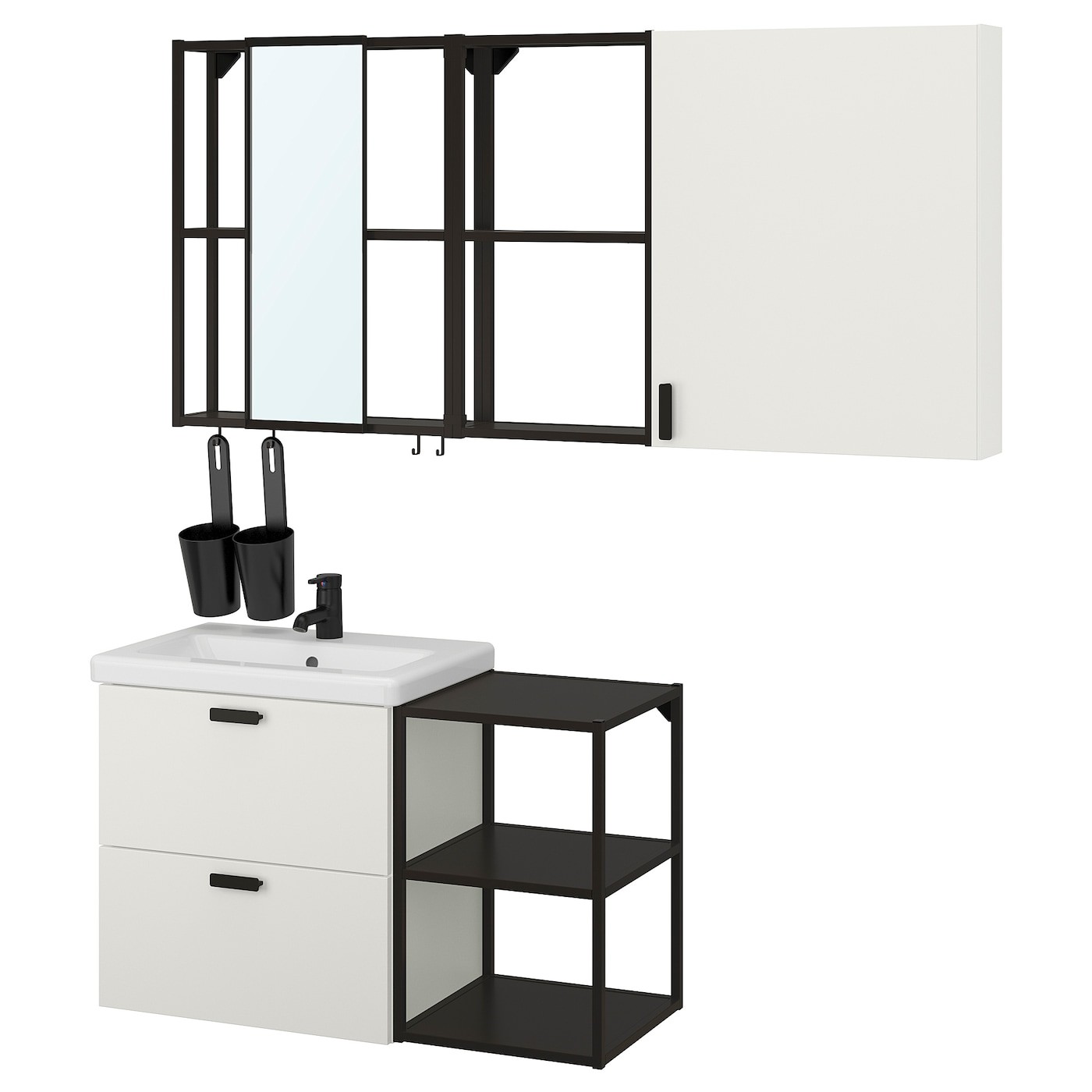 ENHET / TVÄLLEN Bathroom furniture, set of 18