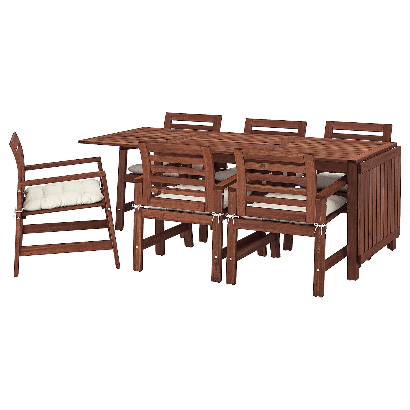 ÄPPLARÖ Table+6 chairs w armrests, outdoor