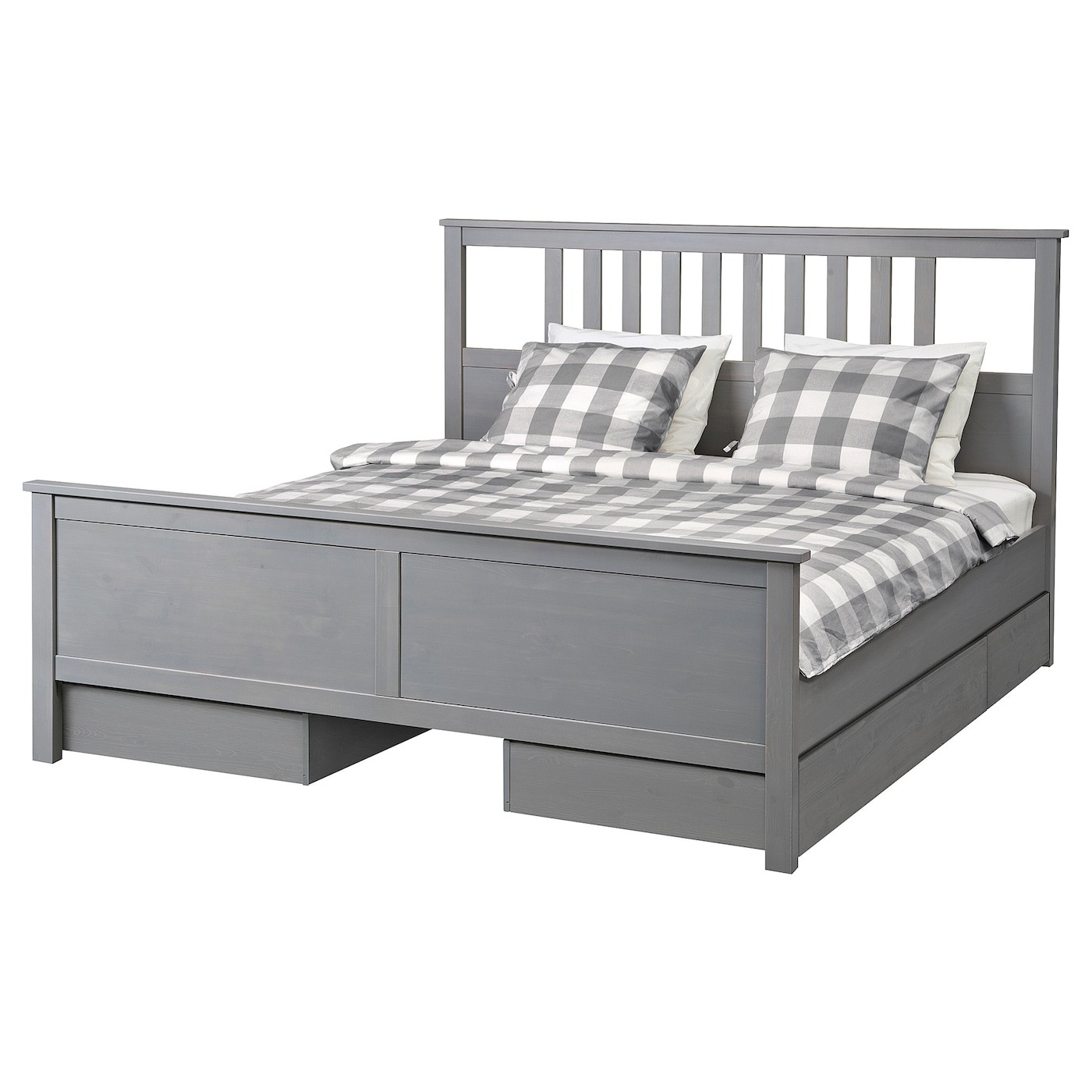 HEMNES هيكل سرير+4 صناديق تخزين