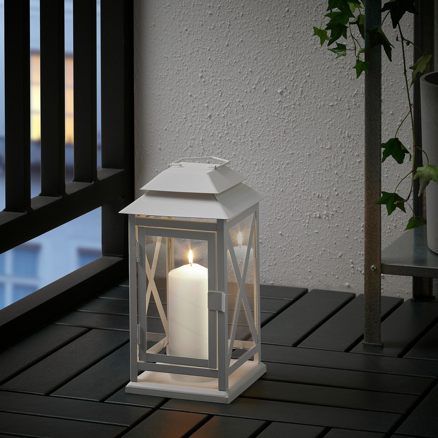 BEFÄSTA Lantern f block candle, in/outdoor