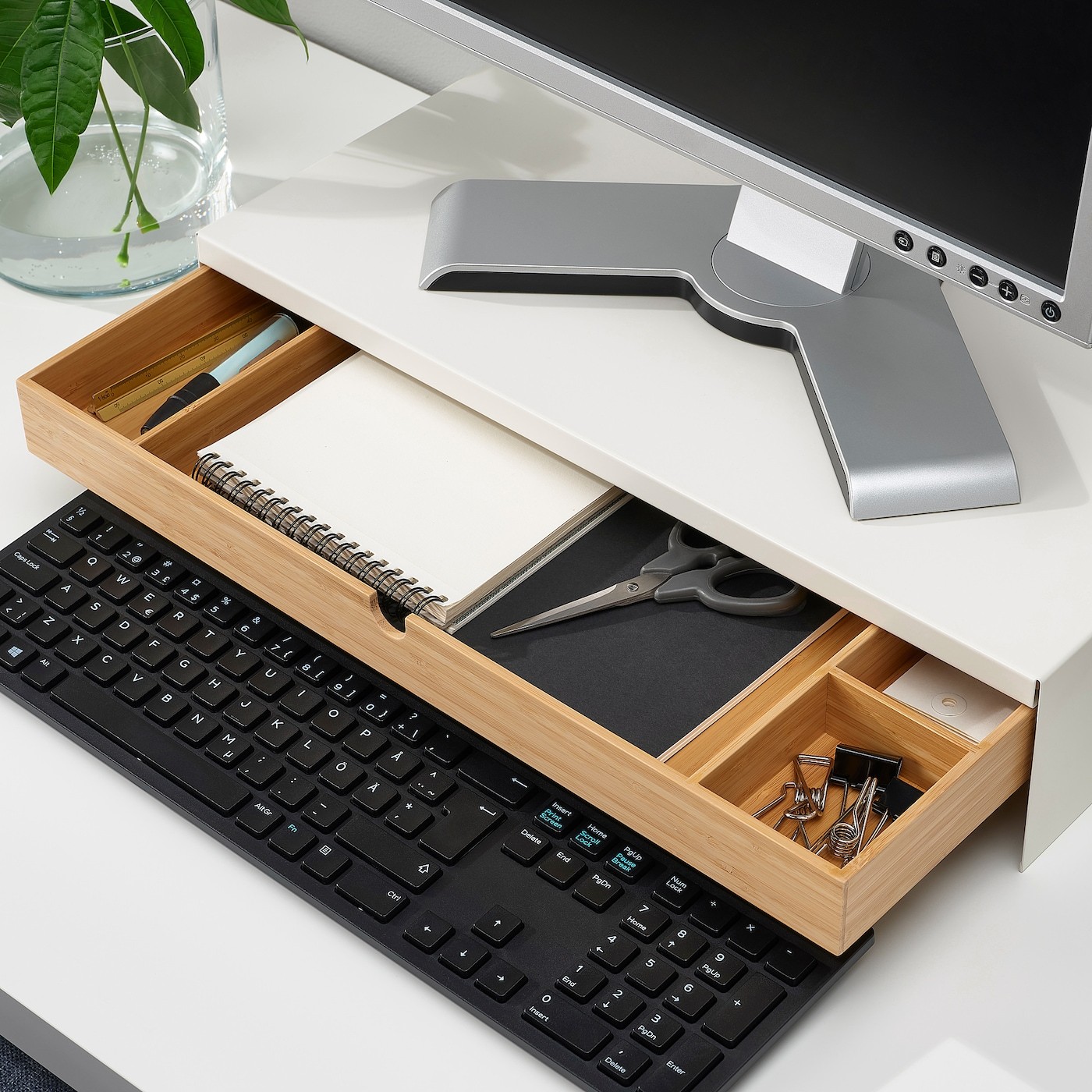 ELLOVEN Monitor stand with drawer