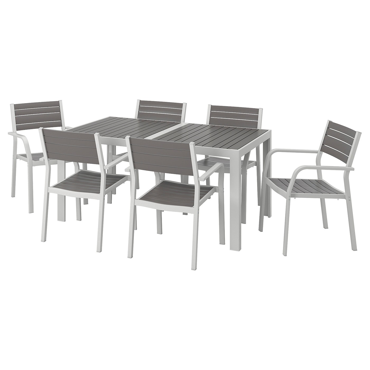 SJÄLLAND Table+6 chairs w armrests, outdoor