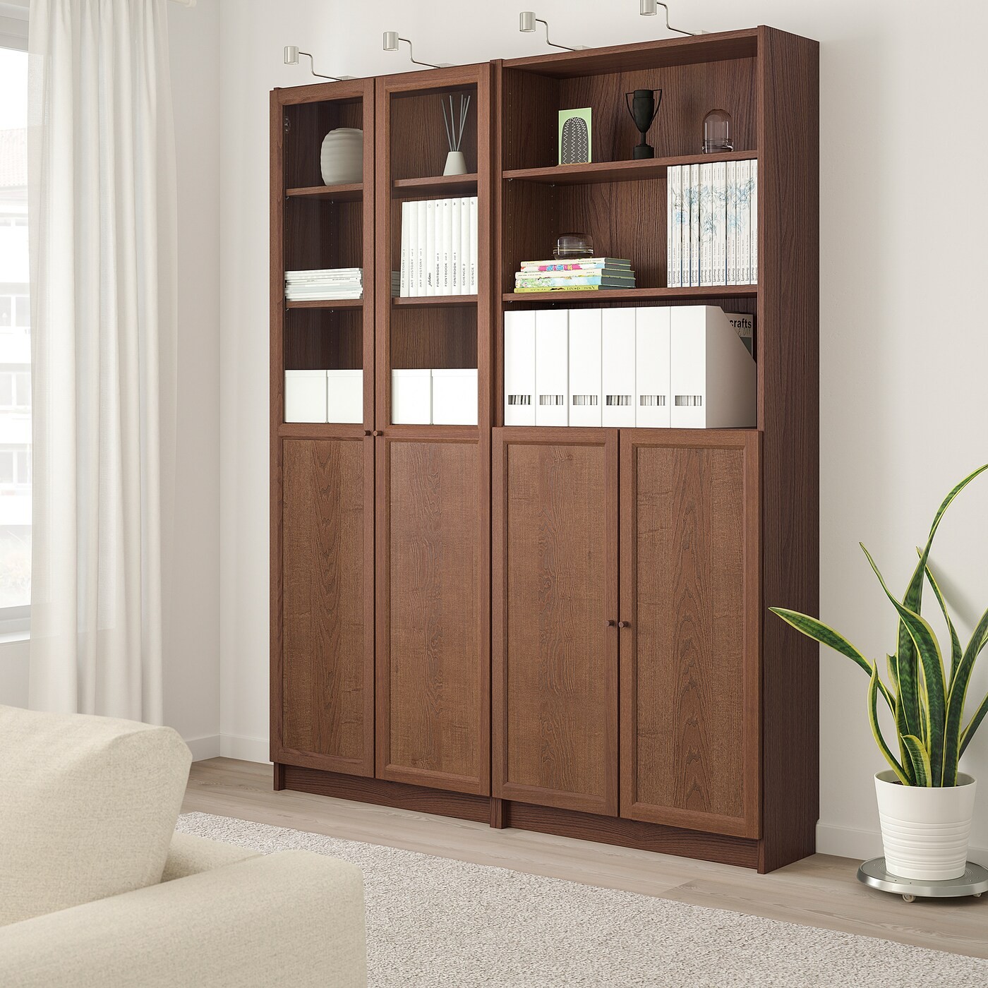 BILLY / OXBERG Bookcase with panel/glass doors