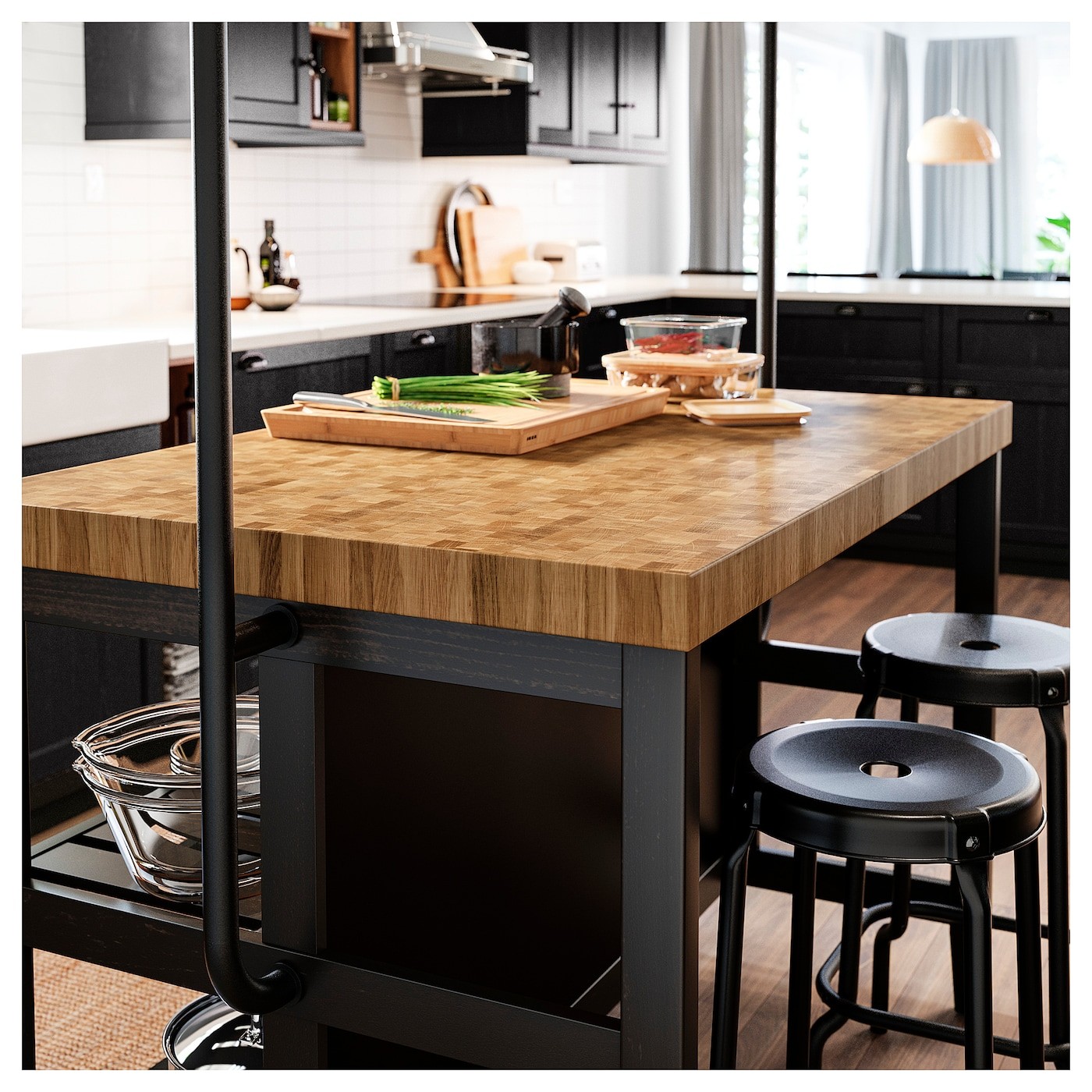 VADHOLMA Kitchen island with rack