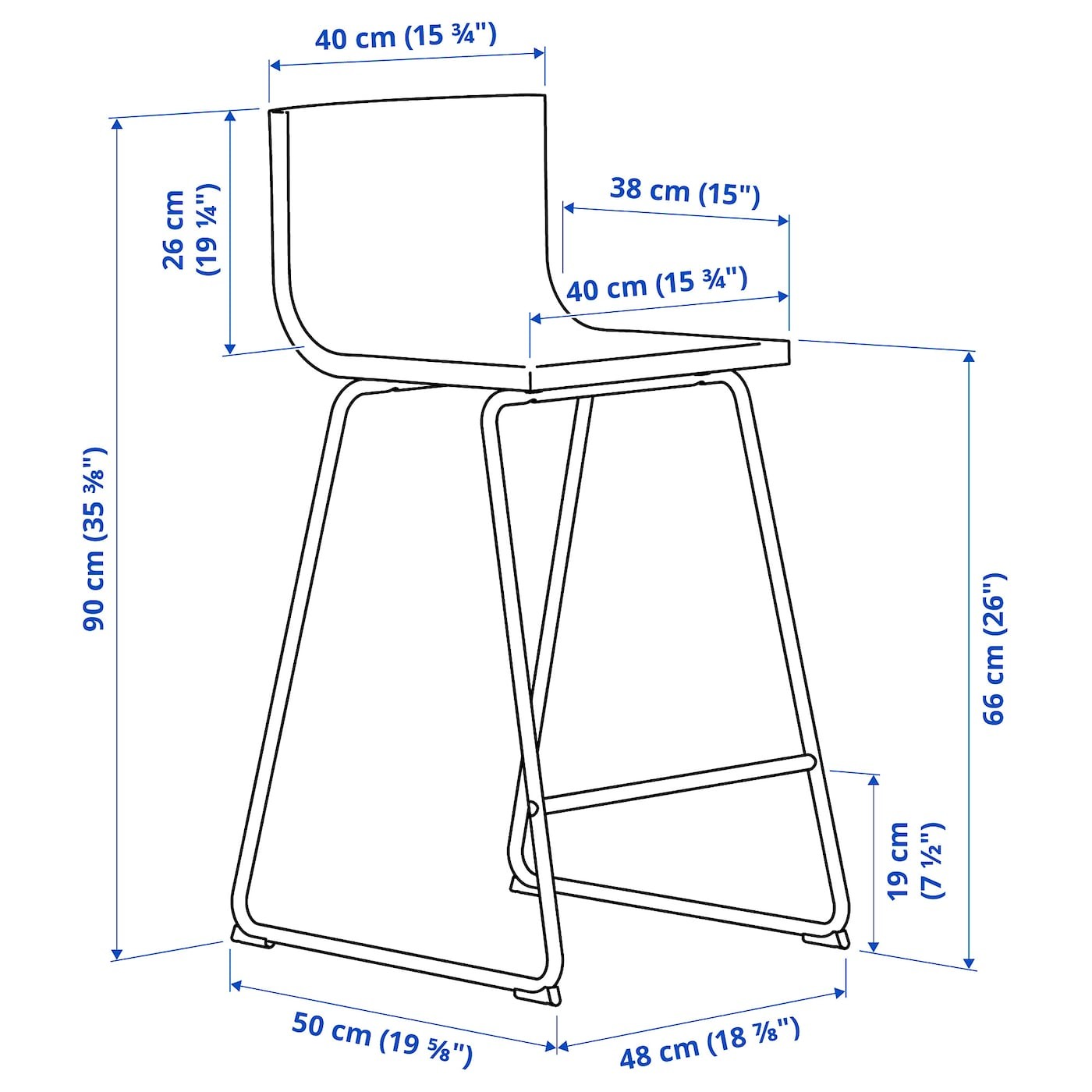 BERNHARD Bar stool with backrest