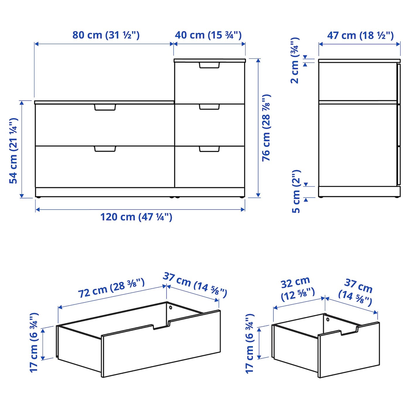 NORDLI Chest of 5 drawers