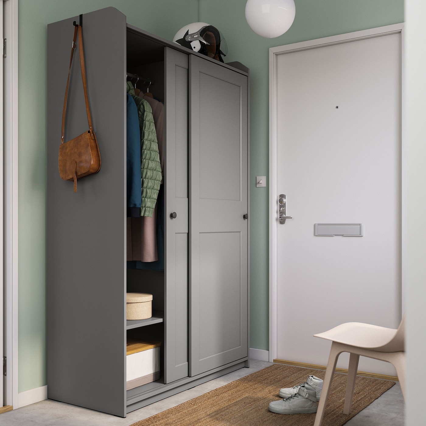 HAUGA Wardrobe with sliding doors