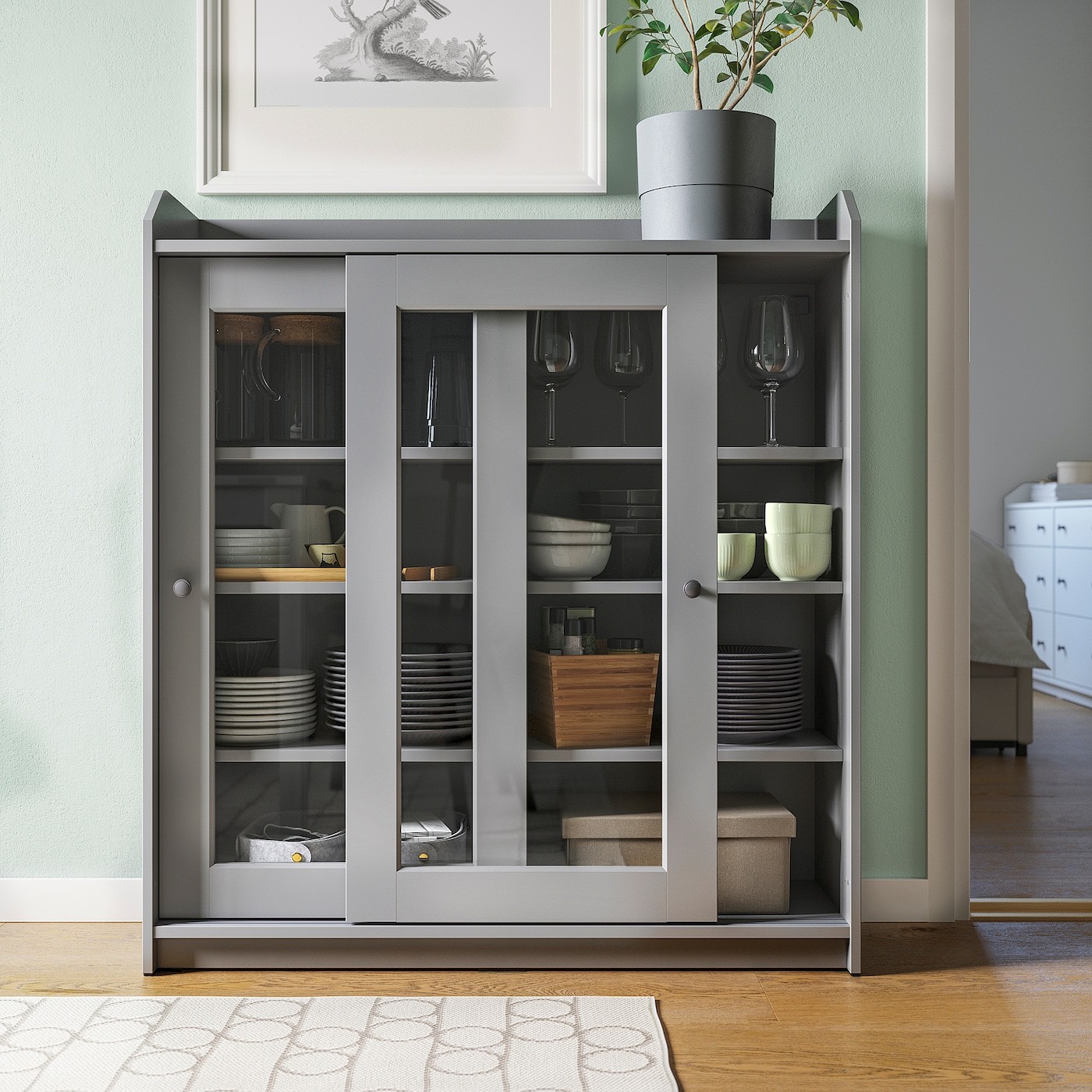 HAUGA Glass-door cabinet