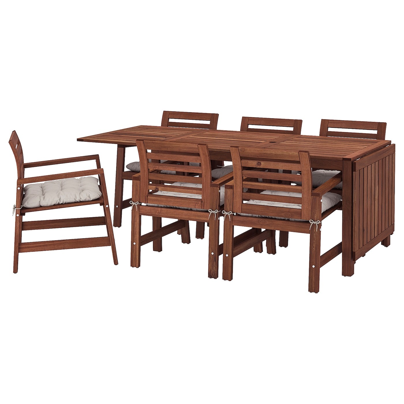 ÄPPLARÖ Table+6 chairs w armrests, outdoor