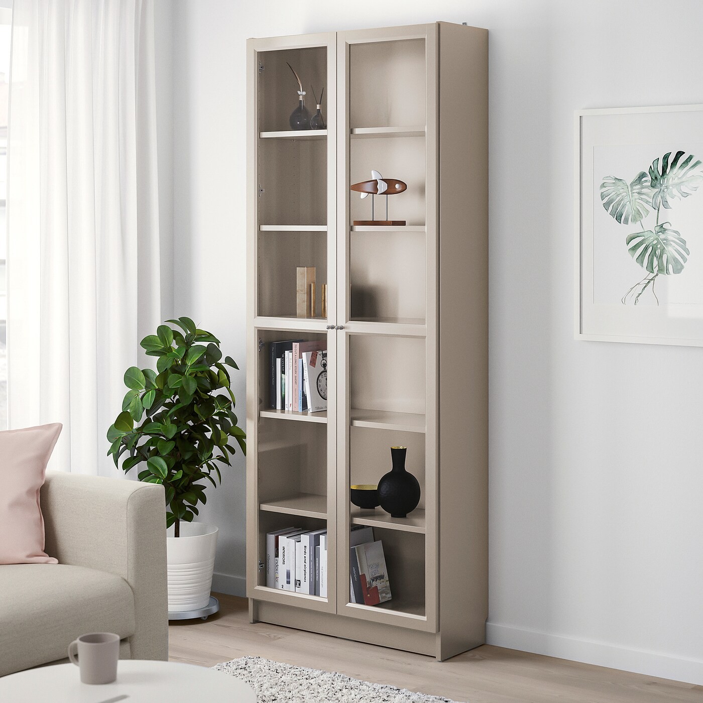 BILLY Bookcase with glass-doors