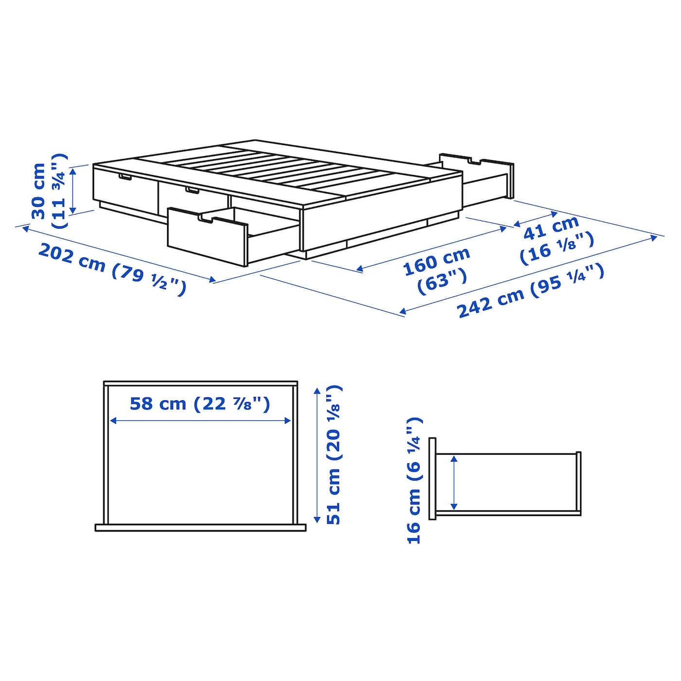 NORDLI Bed frame with storage