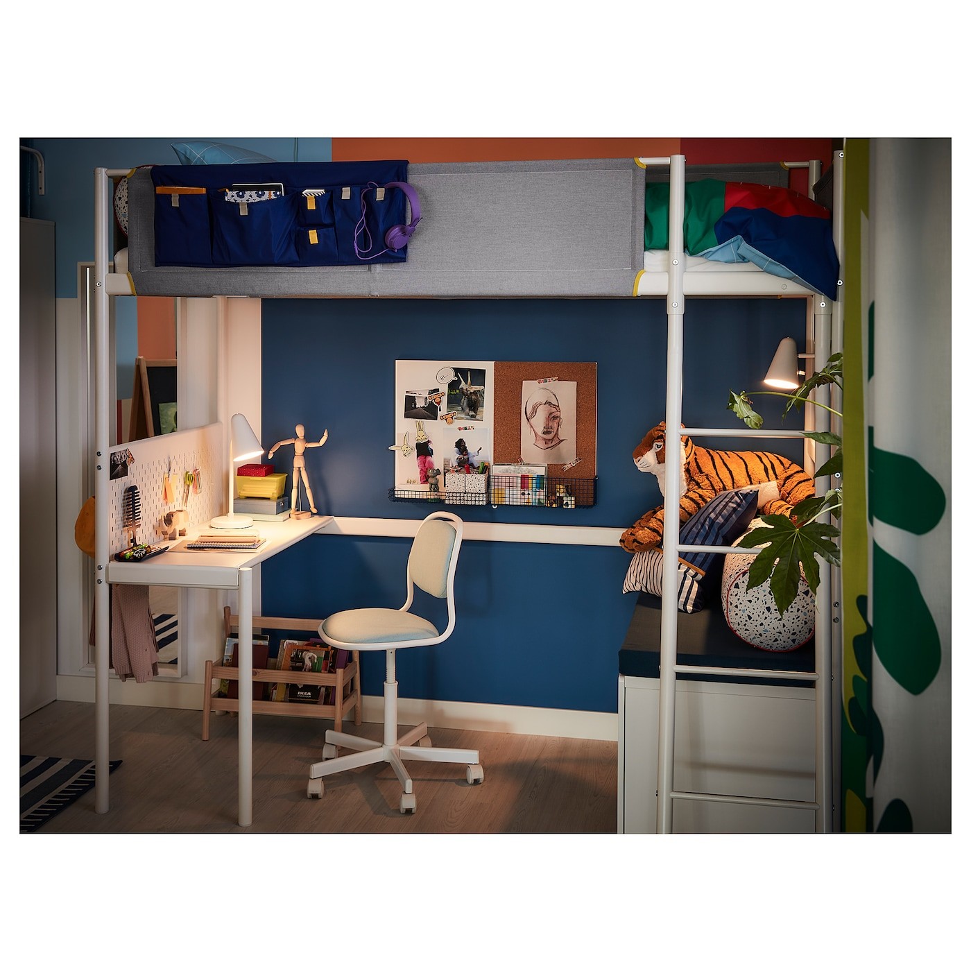 VITVAL Loft bed frame with desk top