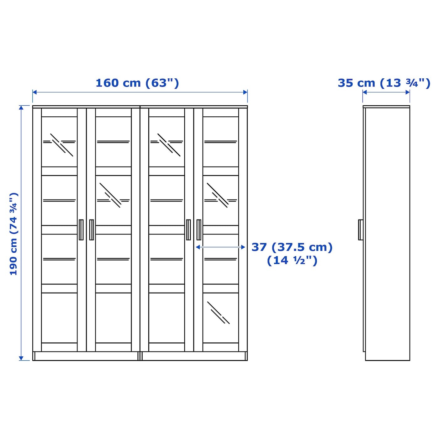 BRIMNES Storage combination w glass doors