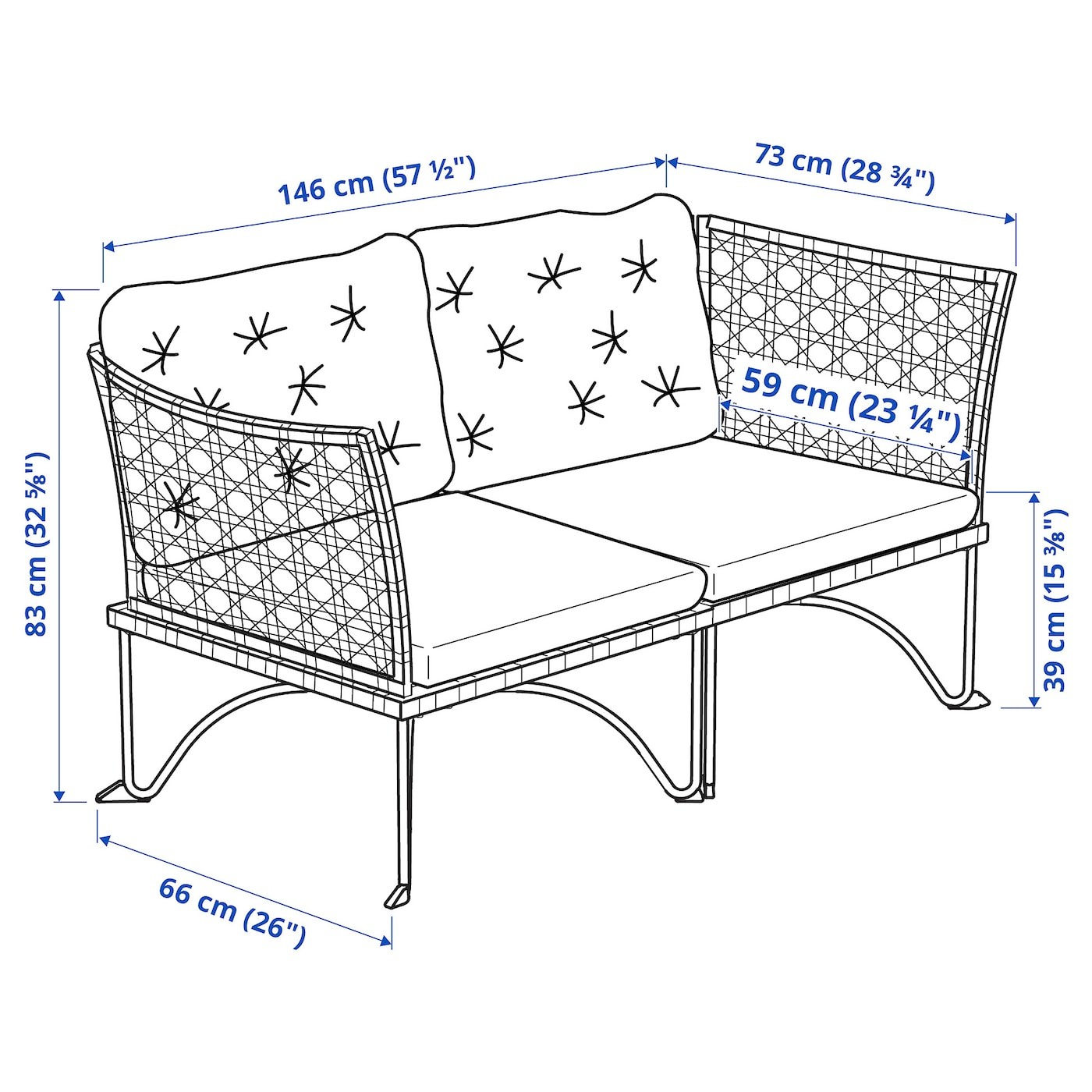 JUTHOLMEN 2-seat modular sofa, outdoor