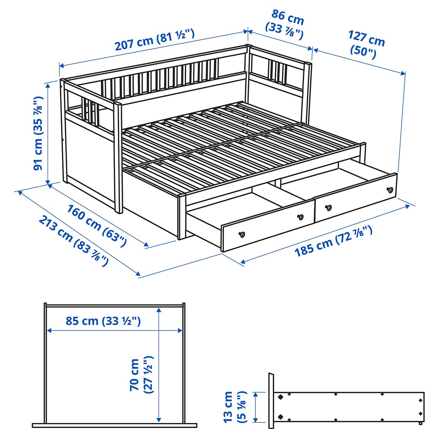 HEMNES Day-bed w 2 drawers/2 mattresses