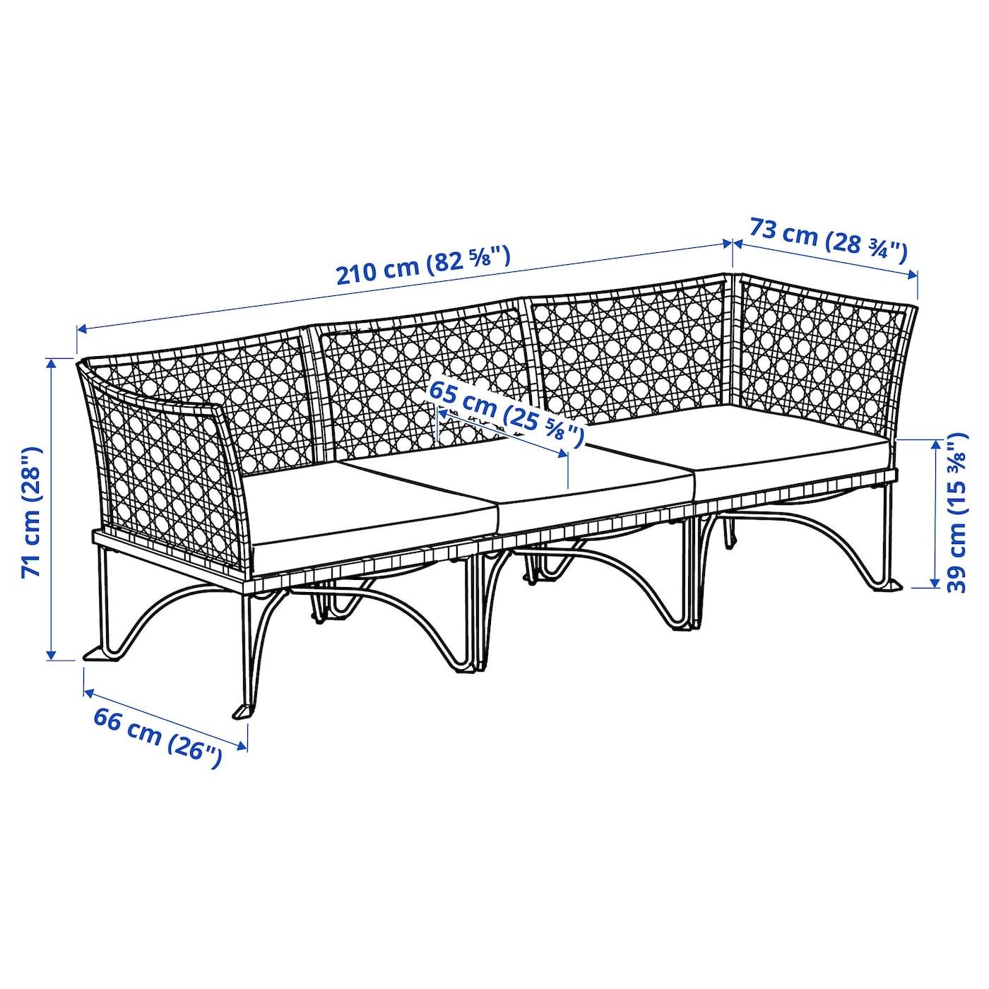 JUTHOLMEN 3-seat modular sofa, outdoor