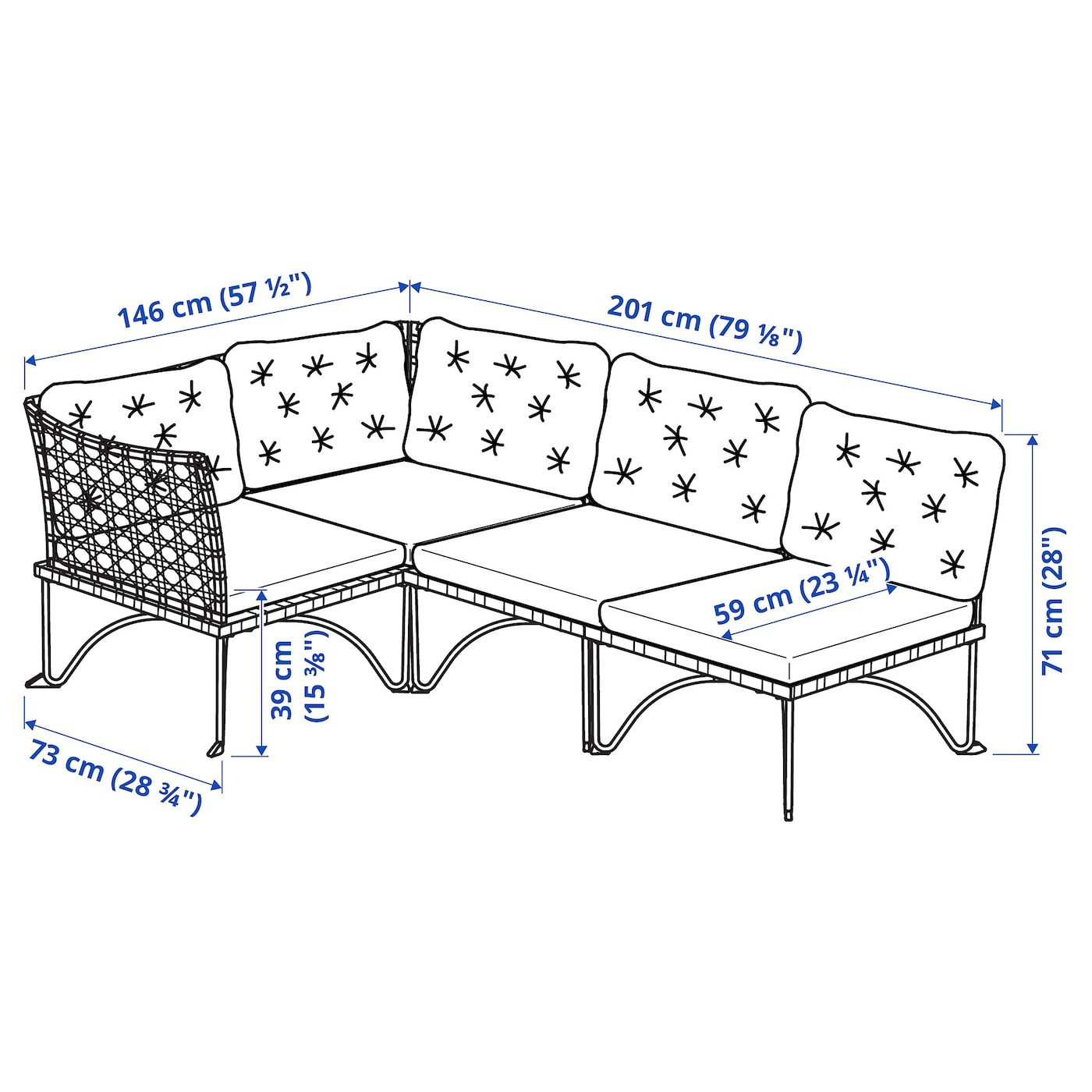 JUTHOLMEN Modular corner sofa 3-seat, outdoor