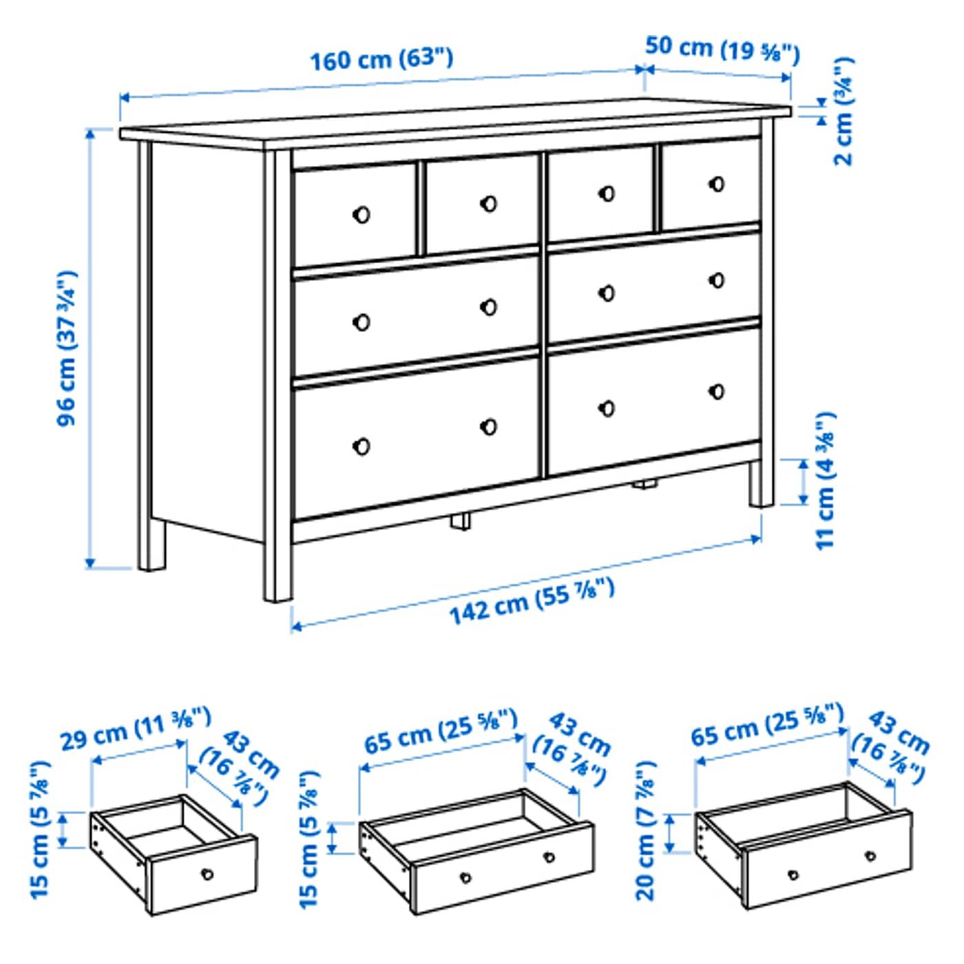 HEMNES خزانة بـ 8 أدراج