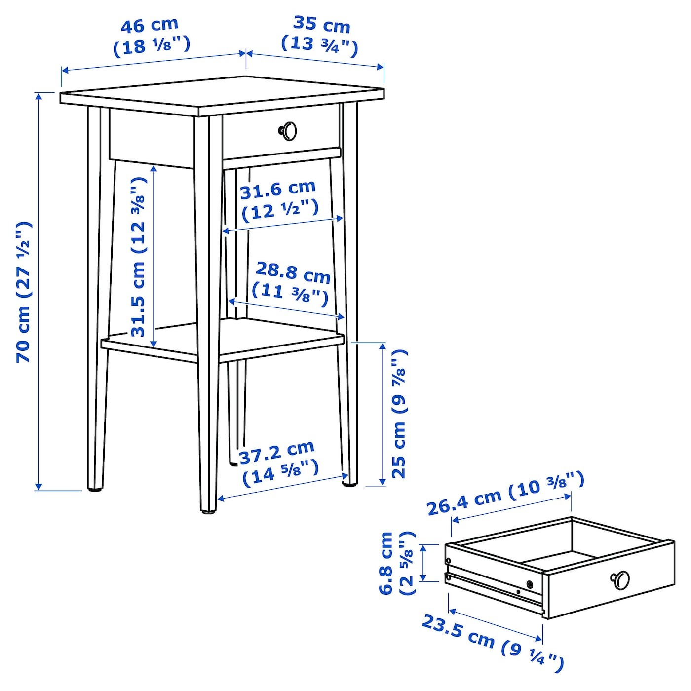 HEMNES طاولة سرير جانبية