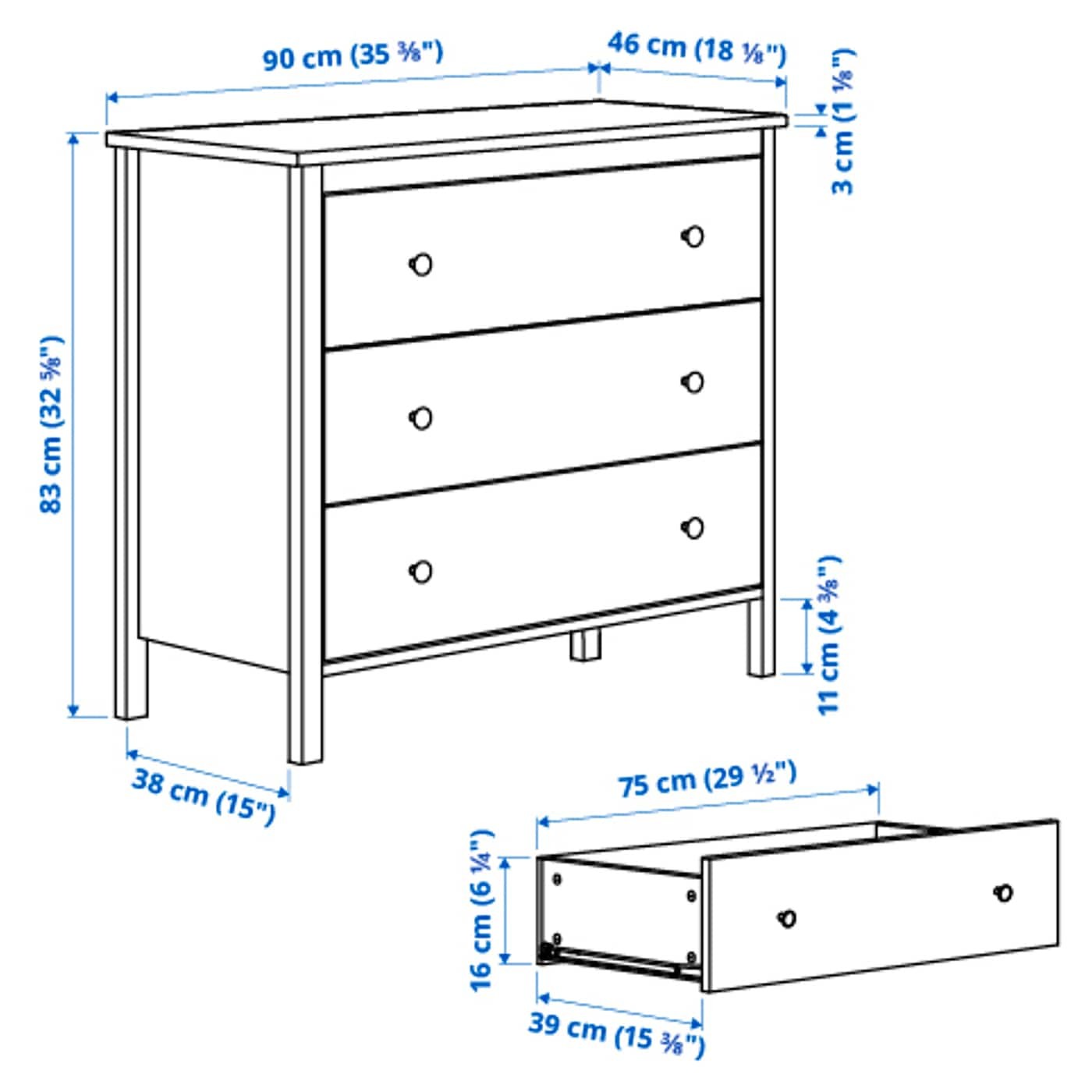 KOPPANG Chest of 3 drawers