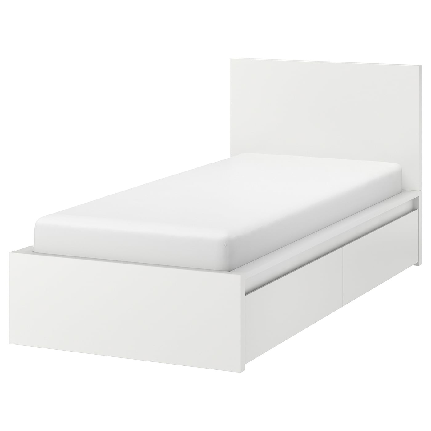 MALM Bed frame, high, w 2 storage boxes