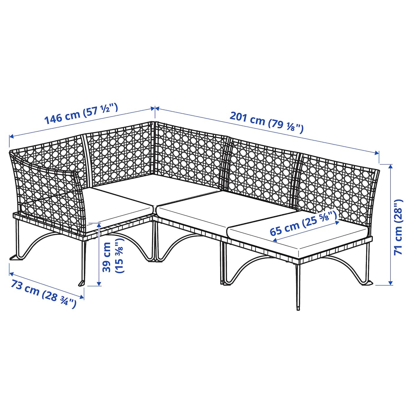 JUTHOLMEN Modular corner sofa 3-seat, outdoor