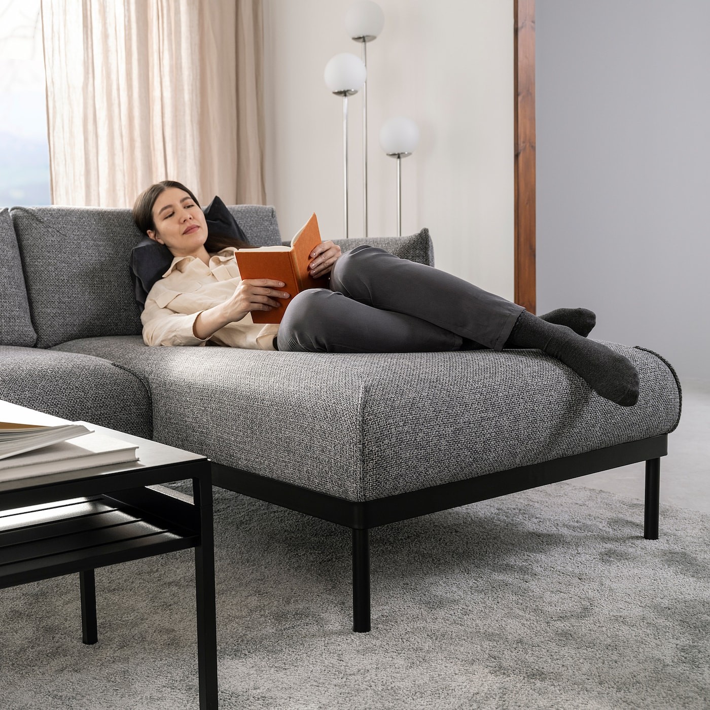 ÄPPLARYD 3-seat sofa with chaise longue