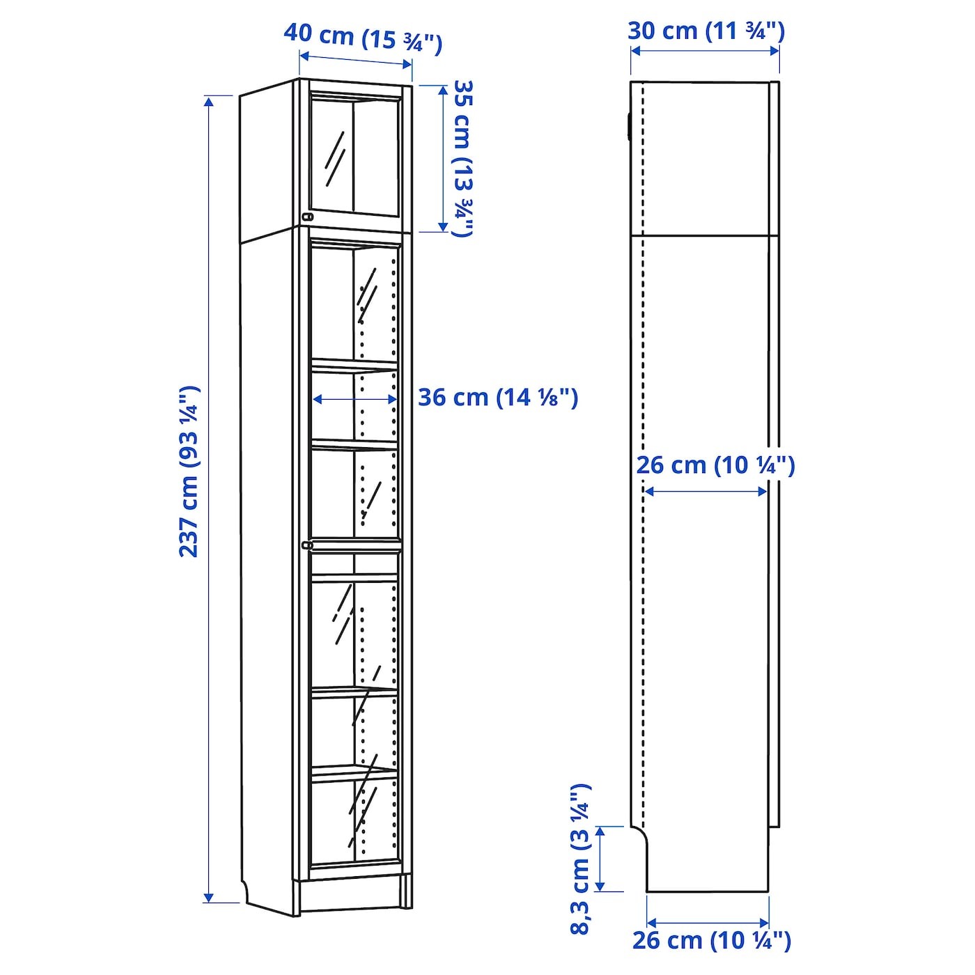 BILLY / OXBERG Bookcase with glass door