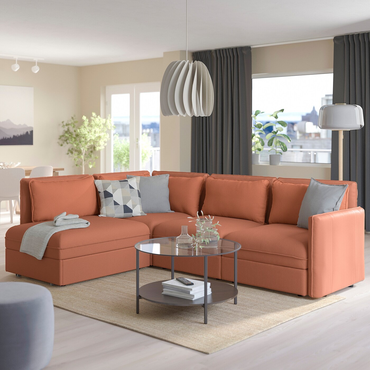 VALLENTUNA Modular corner sofa 3-seat+sofa-bed