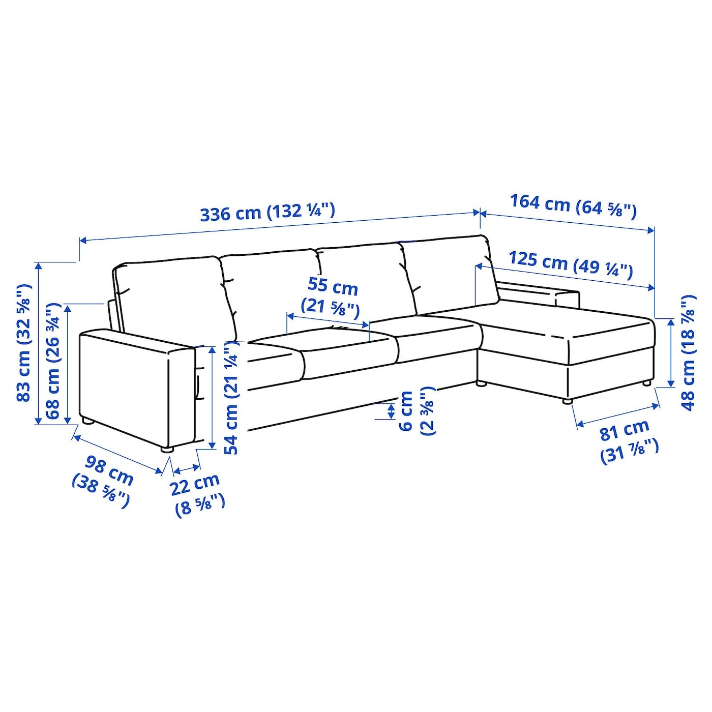 VIMLE 4-seat sofa with chaise longue