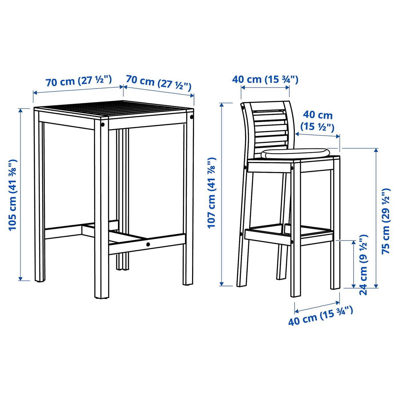 ÄPPLARÖ Bar table and 2 bar stools, outdoor