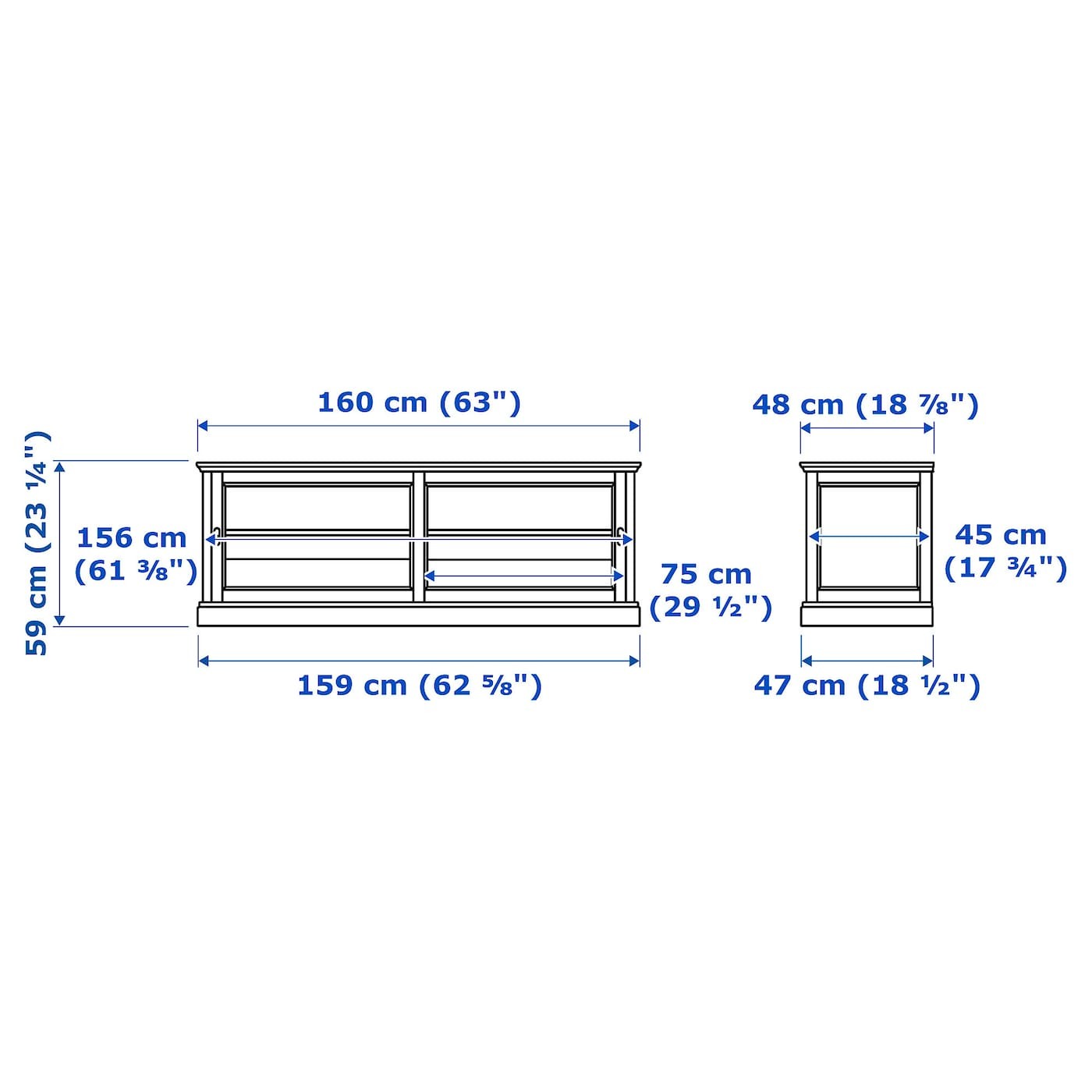 MALSJÖ TV bench with sliding doors