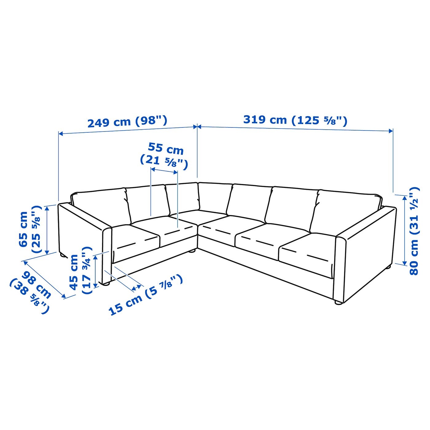 VIMLE Corner sofa, 5-seat