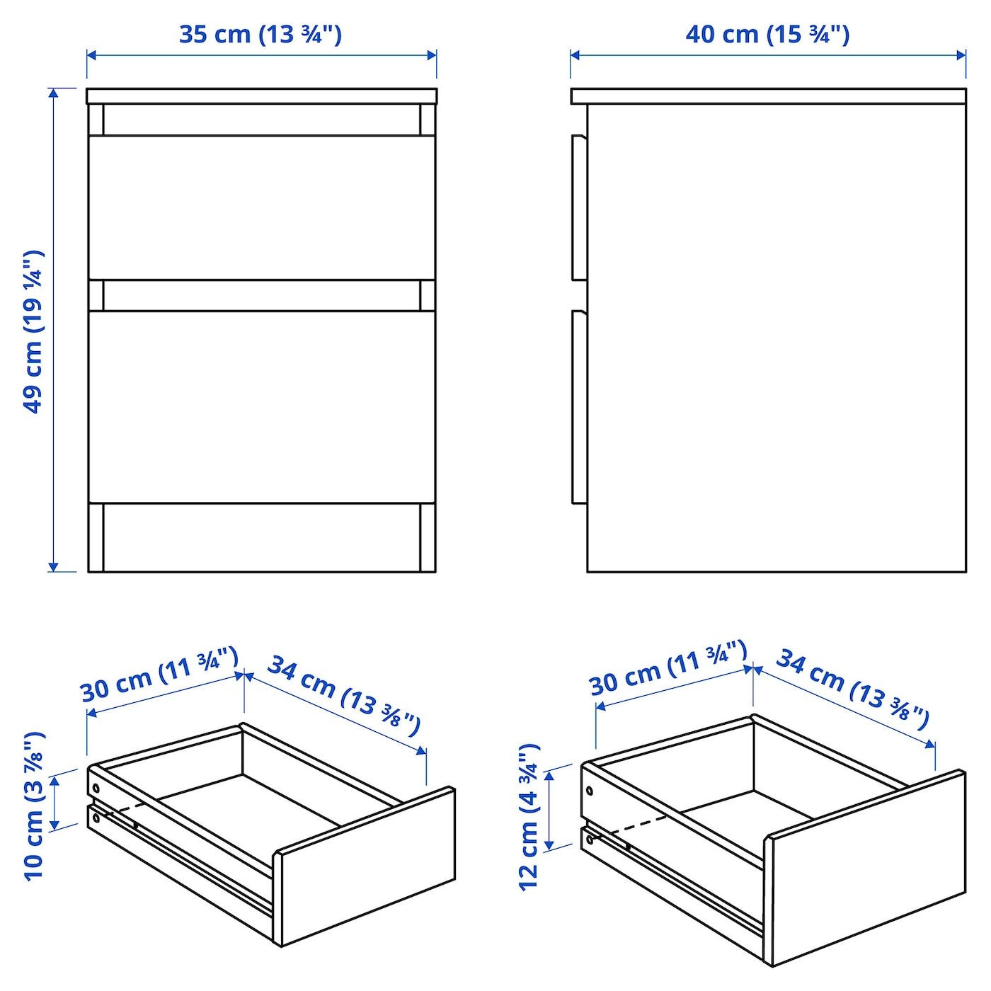 KULLEN Chest of 2 drawers