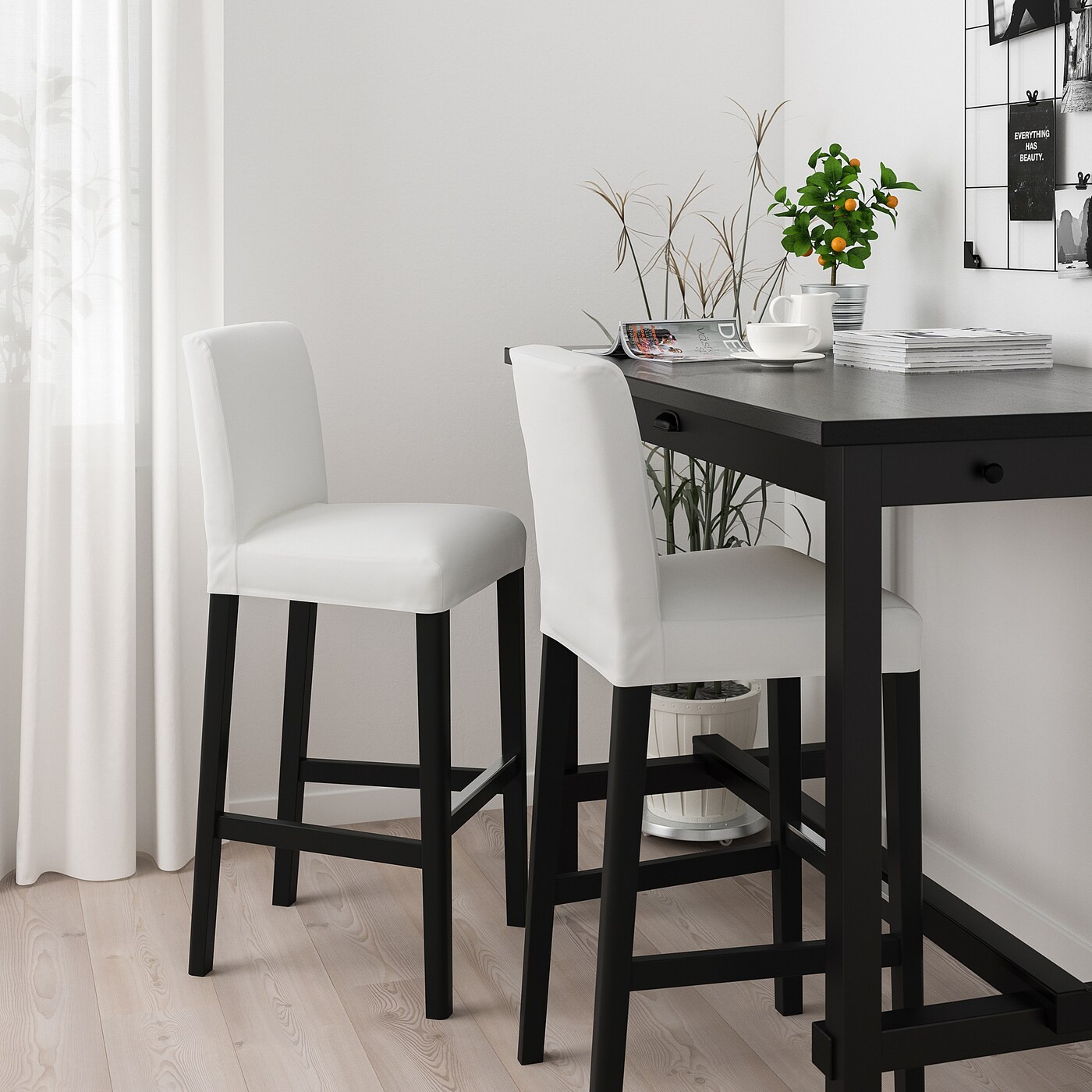 BERGMUND Bar stool with backrest