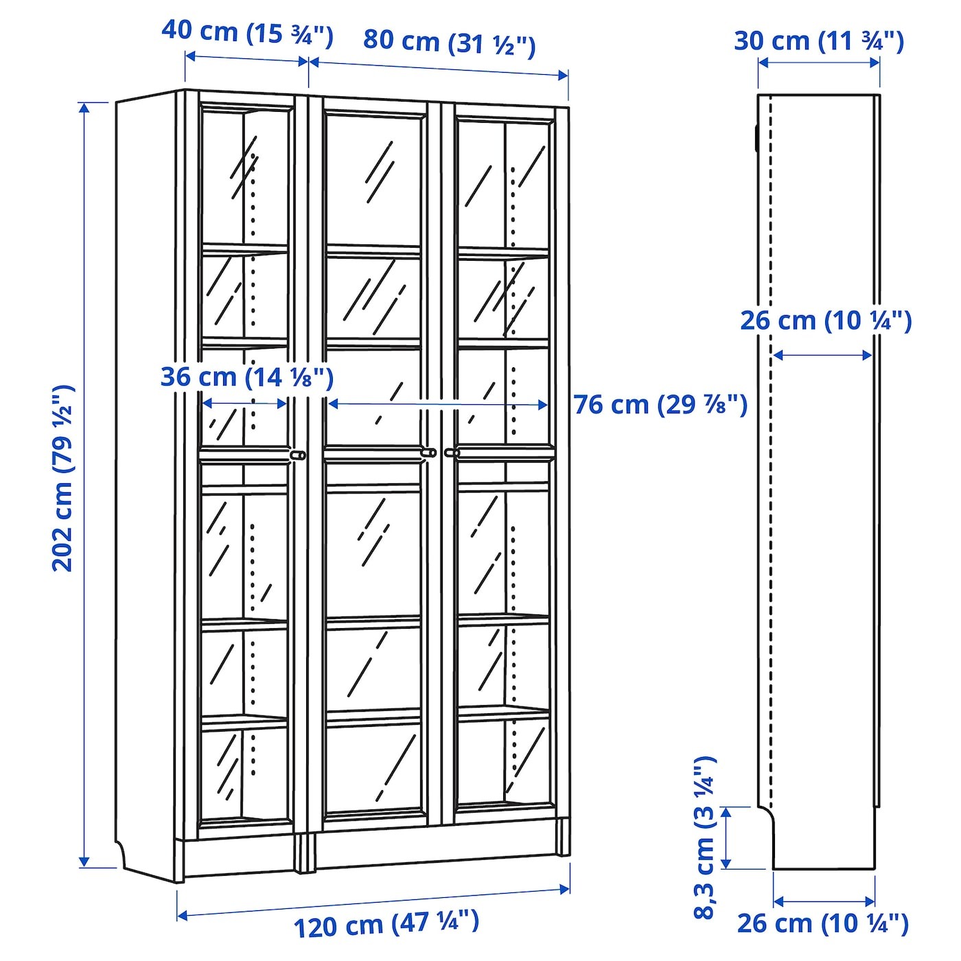 BILLY / OXBERG Bookcase with glass-doors