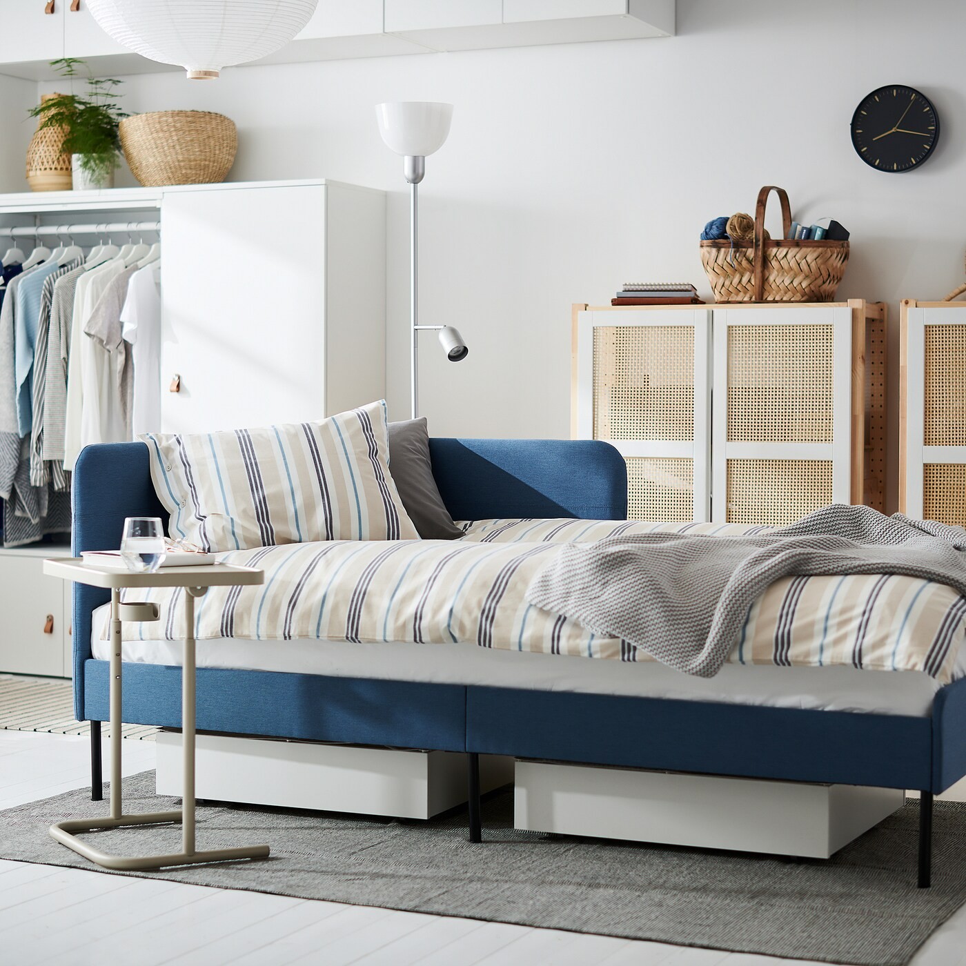 BLÅKULLEN Uph bed frame with corner headboard