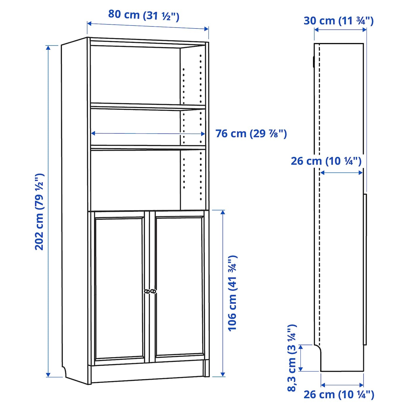 BILLY / OXBERG Bookcase with doors