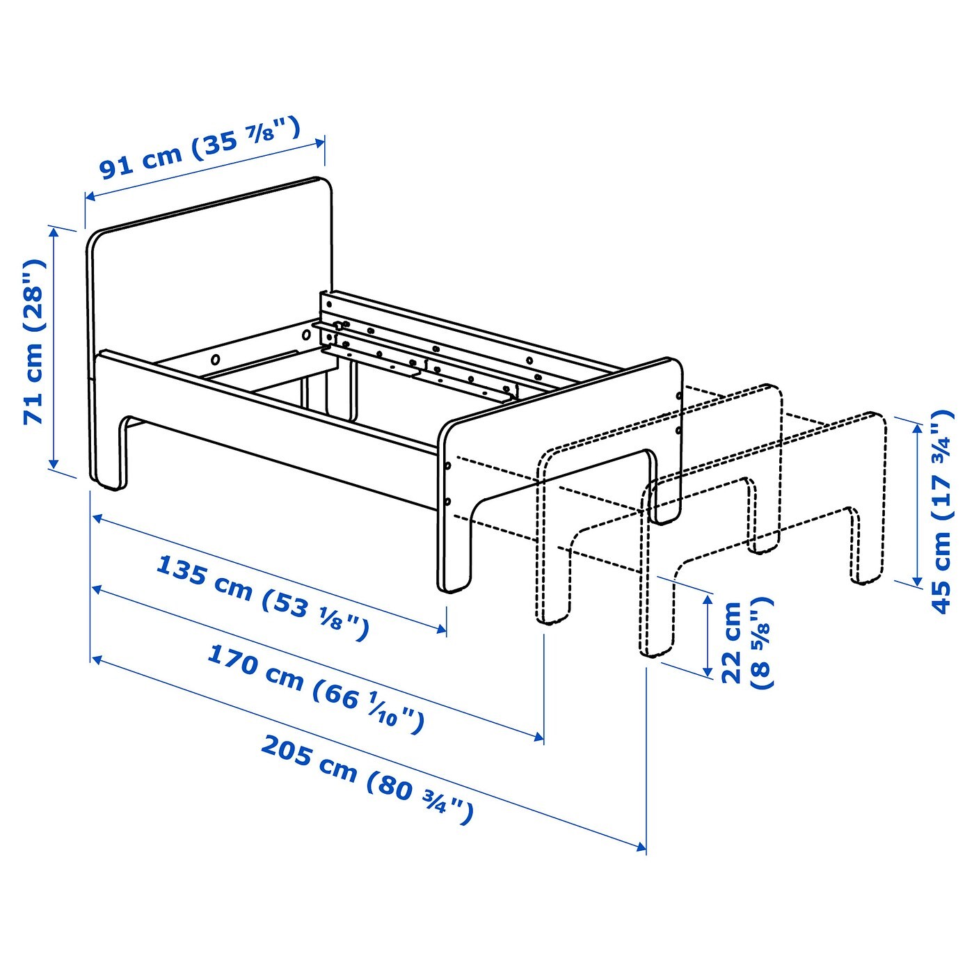 SLÄKT Ext bed frame with slatted bed base